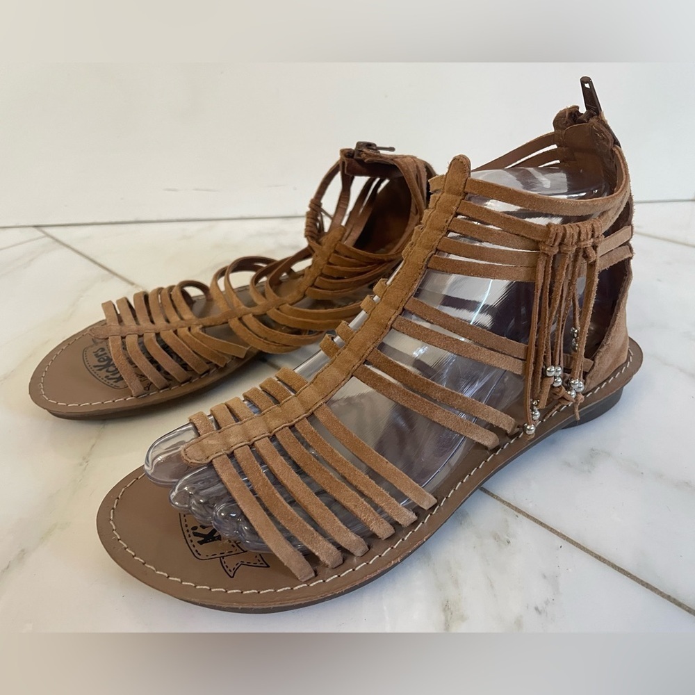 Kickers, euro 36 US women’s 6 (approx), brown leather gladiator zip up sandals